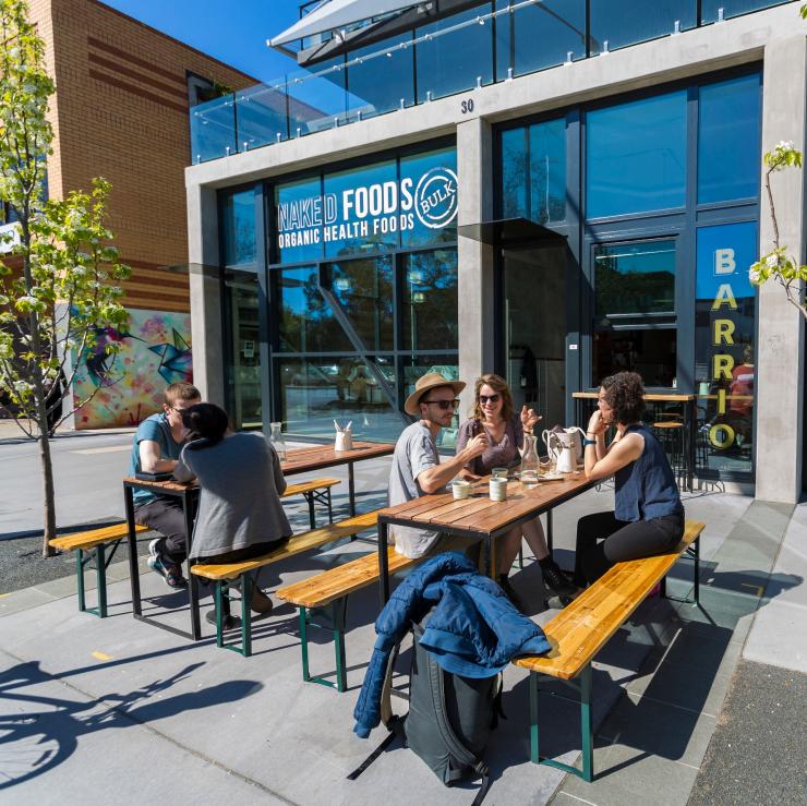 People drinking coffee outside Barrio Collective, Canberra, Australian Capital Territory © VisitCanberra People drinking coffee outside Barrio Collective, Canberra, Australian Capital Territory © VisitCanberra
