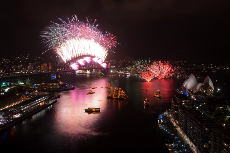 Silvesterfeuerwerk, Sydney Harbour, New South Wales © City of Sydney