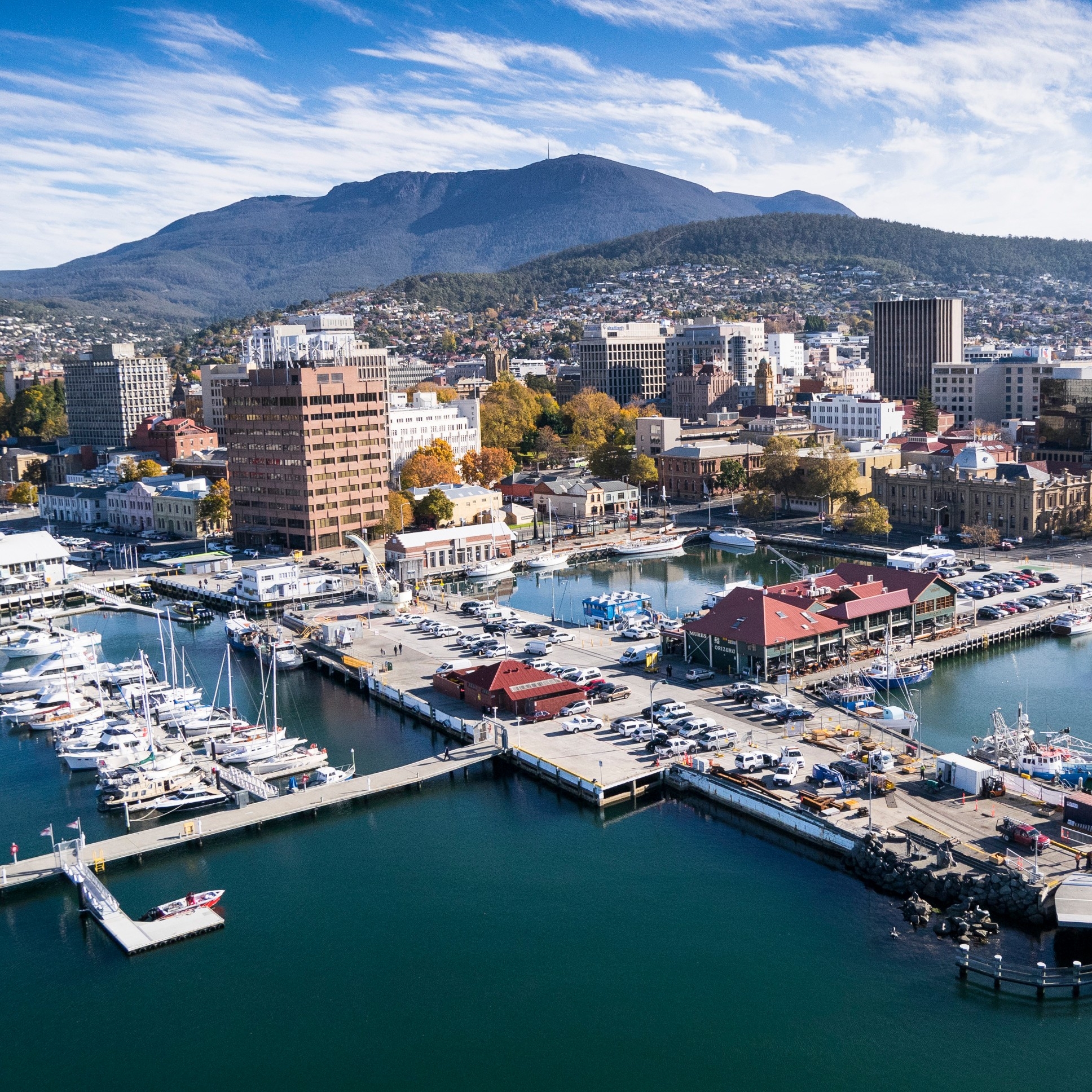 Hobart aus der Luft, Hobart, Tasmanien © Stu Gibson 