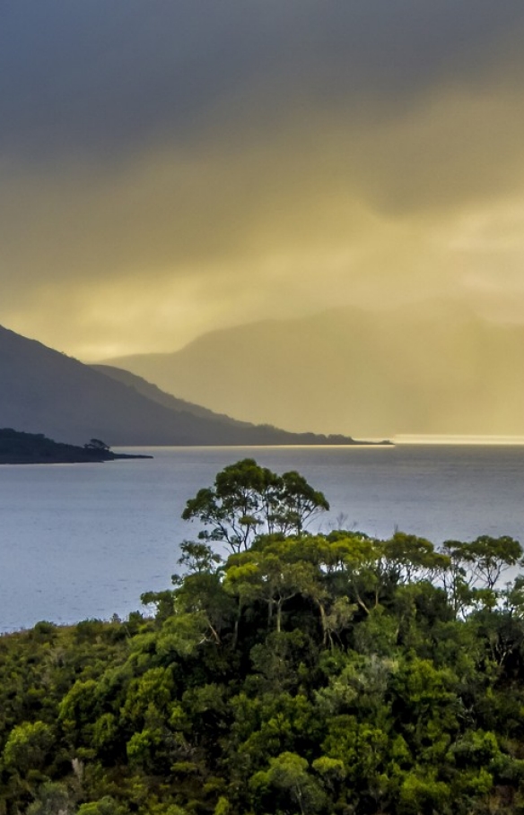 Lake Pedder, Scotts Peak und Mount Solitary, Südwest-Tasmanien © Alan Long