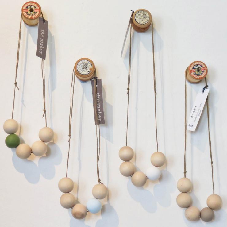Beaded necklaces from The Maker in Salamanca Arts Centre, Battery Point, TAS © Tourism Tasmania/Kathryn Leahy