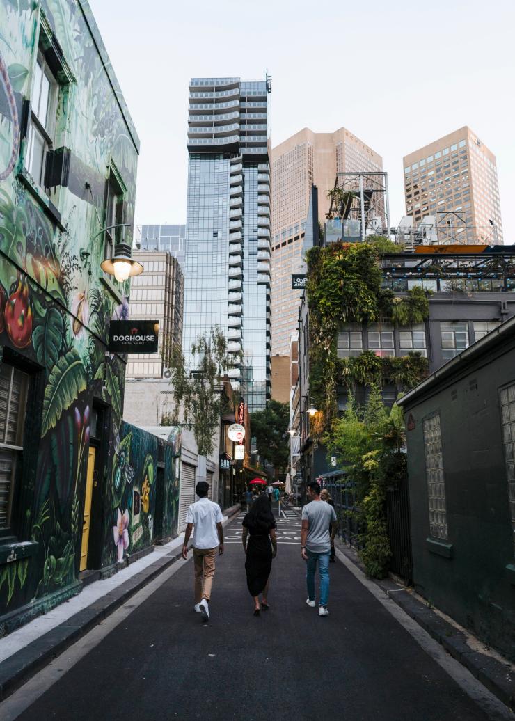 Walking down Meyers Place in Melbourne © Visit Victoria