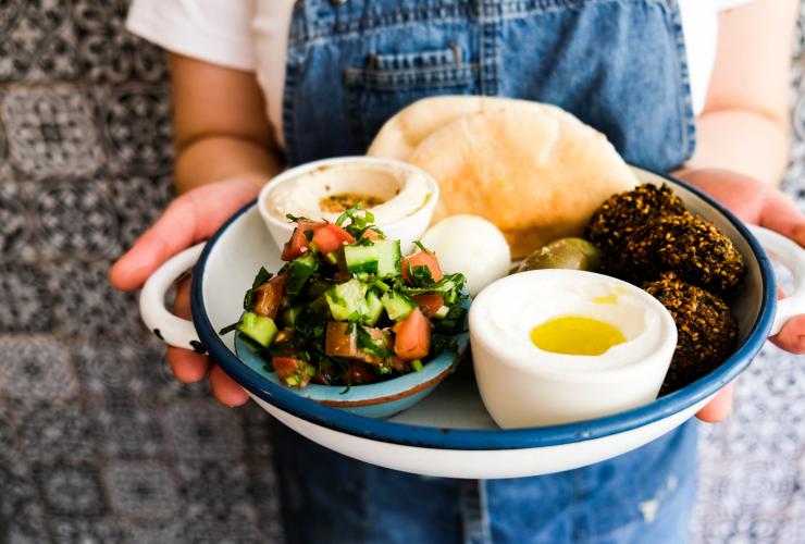 Felafel platter at Kepos Street Kitchen, Redfern, Sydney, New South Wales © Destination NSW