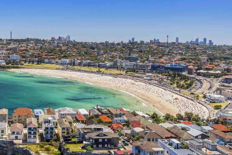 Aerial over Bondi Beach in Sydney © Hamilton Lund/Destination NSW