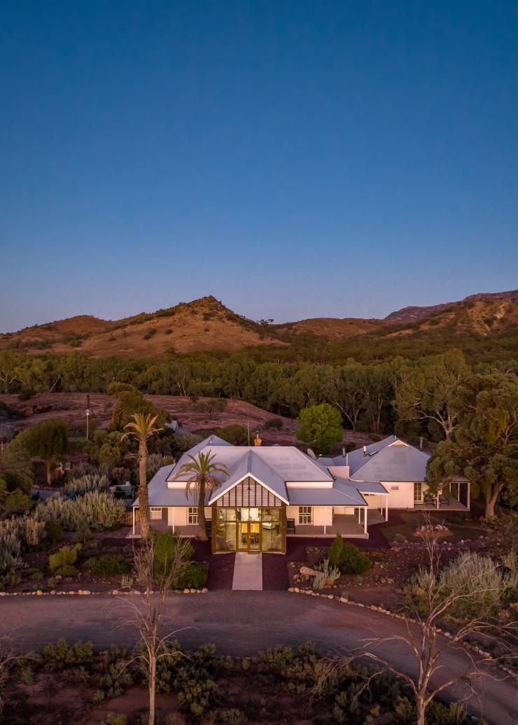Aerial view of the rugged landscape and Arkaba Luxury Lodge, Flinders Ranges, South Australia © Isaac Forman Aerial view of the rugged landscape and Arkaba Luxury Lodge, Flinders Ranges, South Australia © Isaac Forman