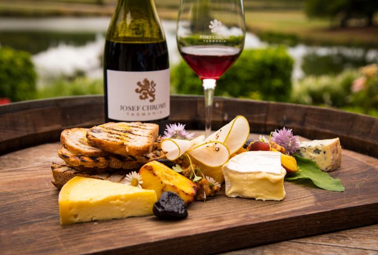 Wine and cheese plate, Josef Chromy Winery, Relbia, TAS © Rob Burnett Images Wine and cheese plate, Josef Chromy Winery, Relbia, TAS © Rob Burnett Images