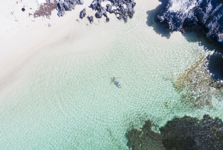 Aerial view of Little Geordie Bay, Rottnest Island, WA © Tourism Western Australia