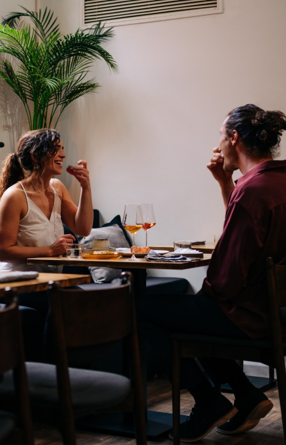 Couple dining at Dier Makr restaurant in Hobart © Osborne Images