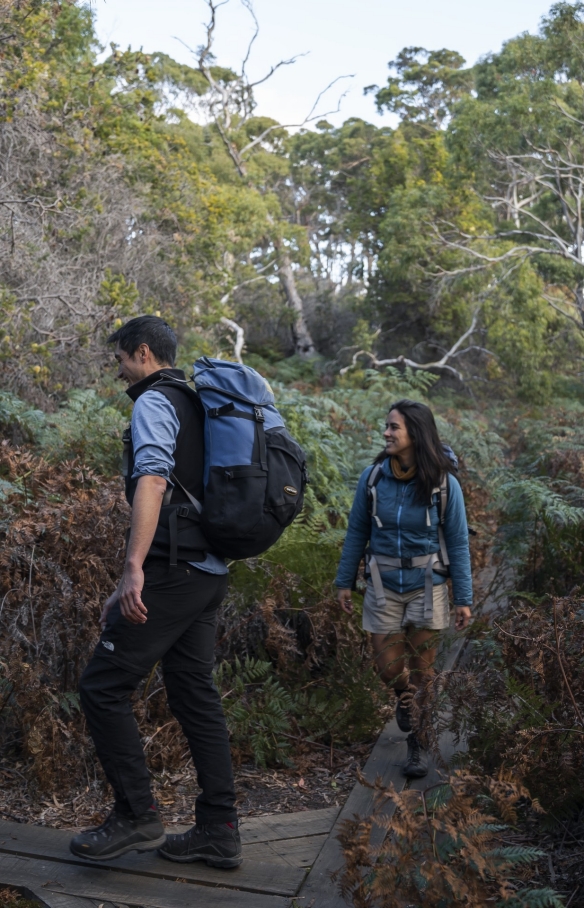 Couple hiking on Maria Island, TAS © Tourism Australia