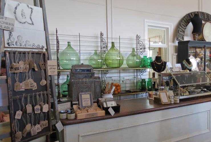 Antiques on display at The Drill Hall Emporium in New Norfolk © Tourism Tasmania/Kathryn Leahy