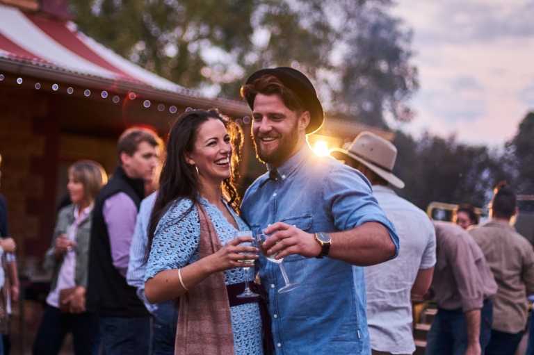 Couple at Prairie Hotel in outback South Australia © South Australian Tourism Commission