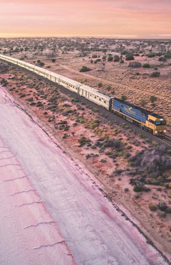 Indian Pacific Train, Lake Hart, SA © Journey Beyond