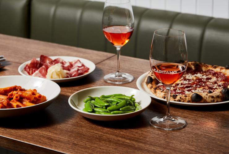 Food and wine on a table at Capitano in Melbourne © Capitano Food and wine on a table at Capitano in Melbourne © Capitano