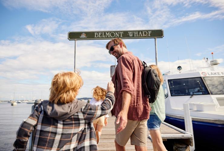 Family enjoying Belmont Wharf, Belmont, NSW © Destination NSW Family enjoying Belmont Wharf, Belmont, NSW © Destination NSW