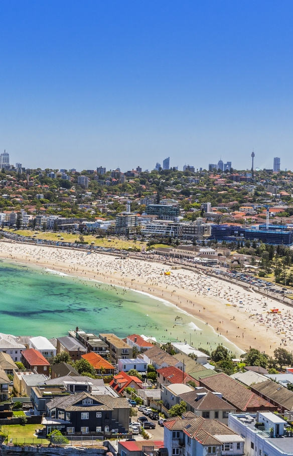 Aerial over Bondi Beach in Sydney © Hamilton Lund/Destination NSW