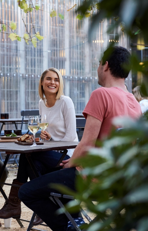 Friends having brunch at Three Blue Ducks, Rosebery New South Wales © Destination NSW